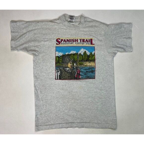 VINTAGE Spanish Trail Summer Camp 1996 T-shirt Women Medium 90s Single Stitch - Picture 1 of 10